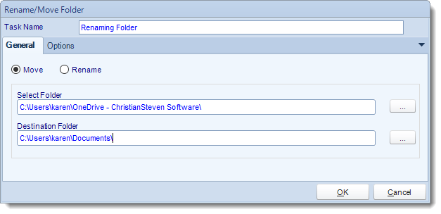 Crystal Reports: Rename/Move Folder task in CRD.