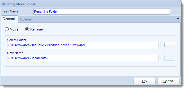 Crystal Reports: Rename/Move Folder task in CRD.
