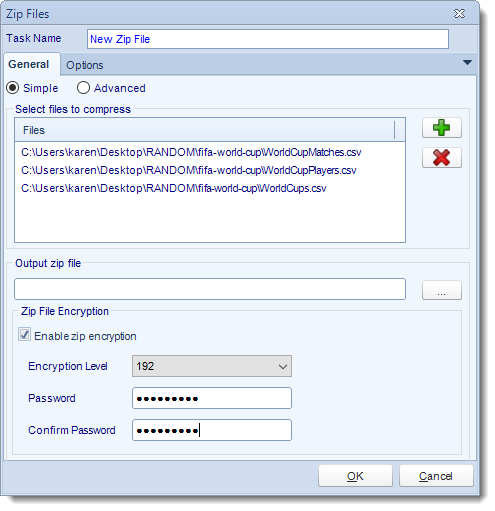 Crystal Reports: Zip Files task in CRD.