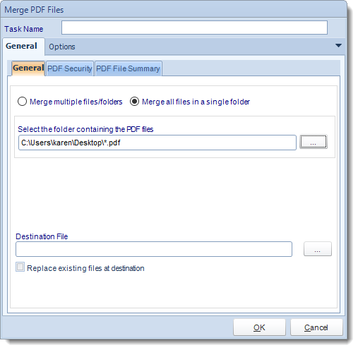 Crystal Reports: Merge PDF Files task in CRD.