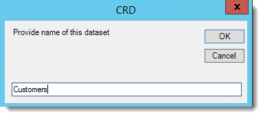 Crystal Reports: Provide name of this dataset pop-up in CRD.