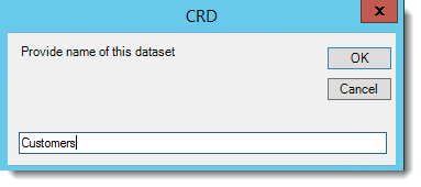 Crystal Reports: Provide name of this dataset pop-up in CRD.