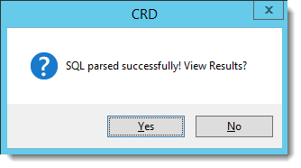 Crystal Reports: SQL parsed successfully pop-up in CRD.
