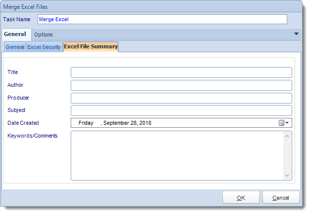 Crystal Reports: Merge Excel Files task in CRD.