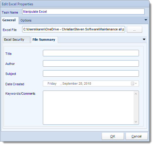 Crystal Reports: Manipulate Excel task in CRD.