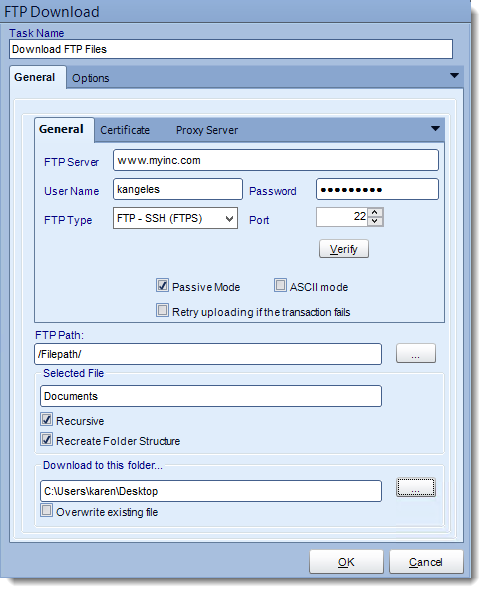 Crystal Reports: FTP Download File tasks in CRD.