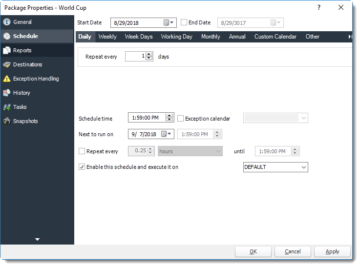 Power BI and SSRS. Schedule Wizard of Package Schedule Report Properties for Power BI in PBRS.