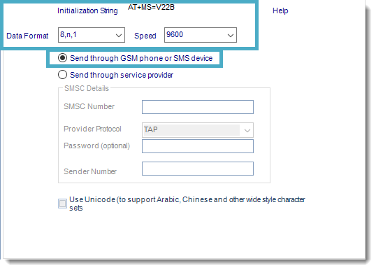 SSRS. SMS Settings in Messaging Options section in SQL-RD