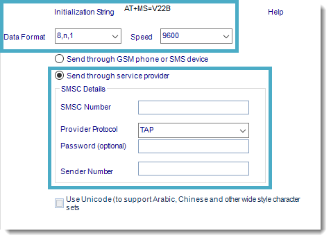 SSRS. SMS Settings in Messaging Options section in SQL-RD