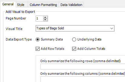 Excel Export Summary Totals