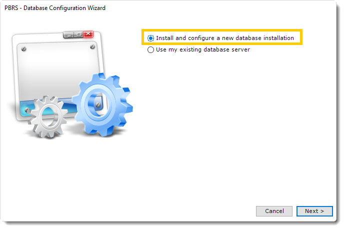 PBRS Database Configuration Wizard