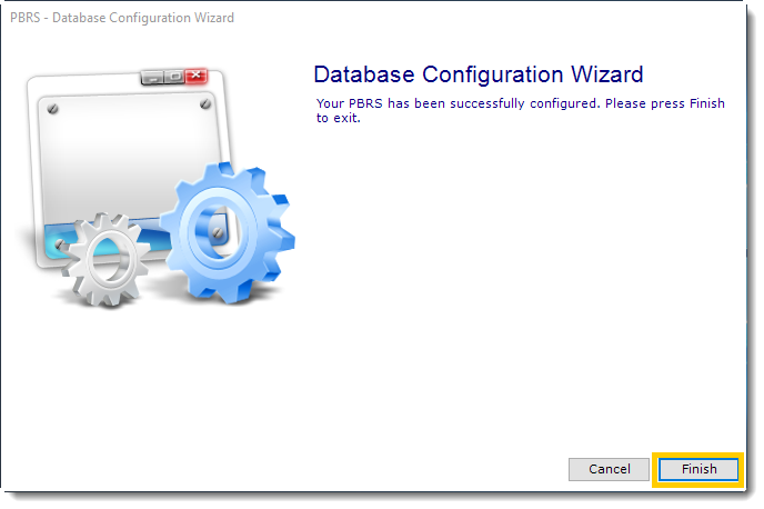 PBRS Database Configuration Wizard