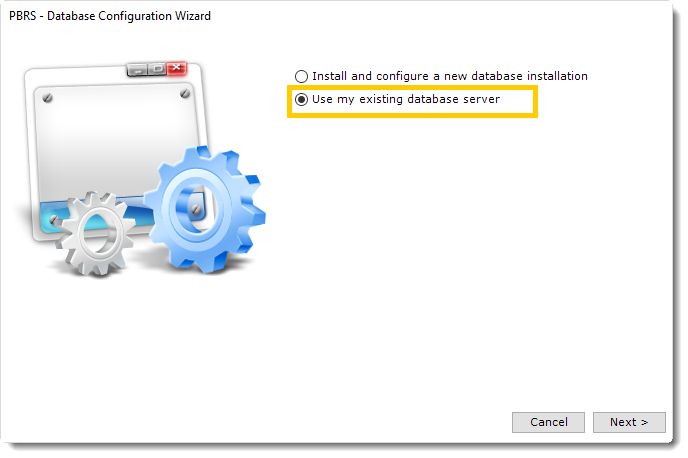 PBRS Database Configuration Wizard
