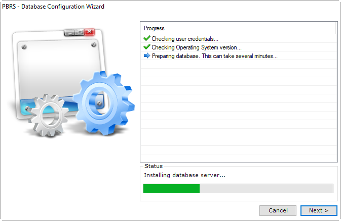 PBRS Database Configuration Wizard