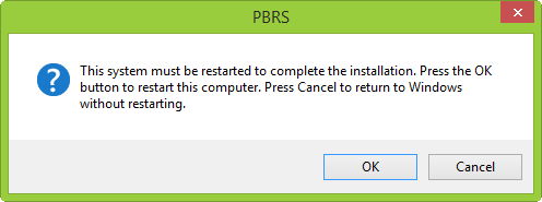 System restart after installing PBRS